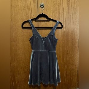 Silver velvet mini dress